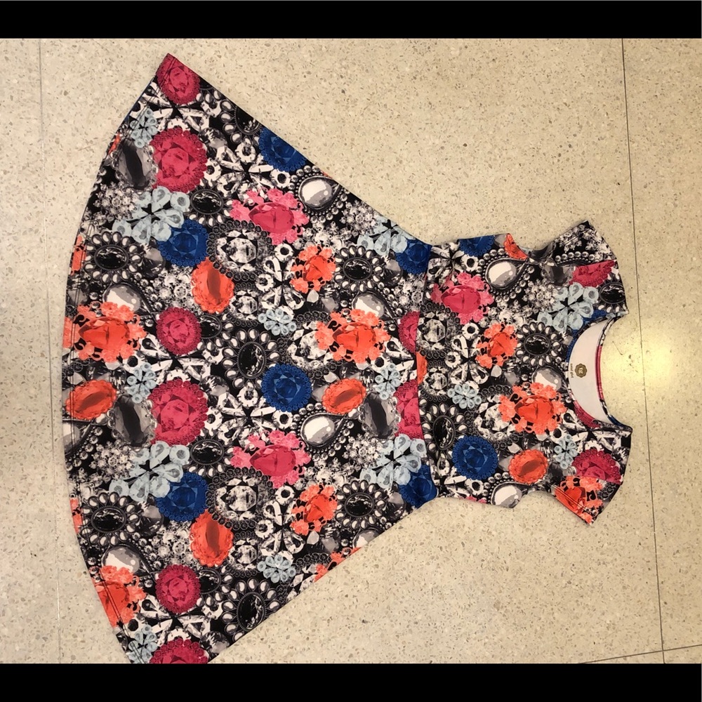 Red and blue polyester dress